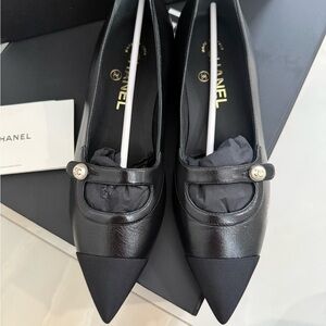 Chanel Black Leather  Ballet Flats NWT